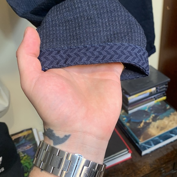 Ted Baker 30R Twill Weave Microprint Chino’s in Charcoal / Navy Lapaz - Picture 8 of 15